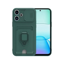 Xiaomi Redmi 13 4g Kılıf Zuma Kartvizitli Yüzüklü Silikon - Yeşil 0.2M-Çok Renkli