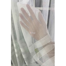 Tül Perde Çift Şeritli Modern Bordürlü Eteği Bantlı