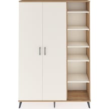 Arges Dolap 7 Raflı 2 Kapaklı Tek Askılı 132x30x195 Çam-aytaşı/aytaşı Aytası/aytası