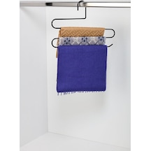 Edora Home 5'li Dolap İçi 3 Katlı Siyah Pantolon Askılık - Metal Paslanmaz Siyah