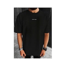 Medinenur I Dont Care Yazı Baskılı Basic T-shirt Siyah
