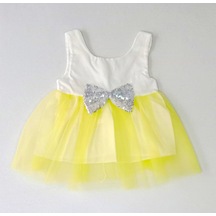 Kız Bebek Tütülü Sarı Beyaz Elbise
