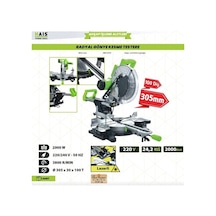 Gönye Kesme Makinası Kızaklı 300 Mm 2000 Watt Hais