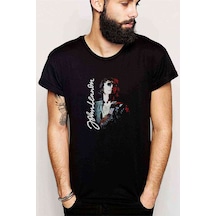 Beatles John Lennon Metal Baskılı Siyah Erkek Tshirt