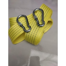 Çeki Halatı 3 Ton 3 M Çekme Halatı Kumaş 10 Mm Vidalı Metal Çengelli Karabinalı, Turuncu Kuma