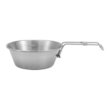 Çelik 275 Ml Katlanır Kulp Ölçekli Kamp Ve Piknik Kasesi Mt102 Gri