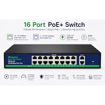Inox F1620gbl 16 Port Poe+ Switch + 2 Gigabit Uplink - 250w