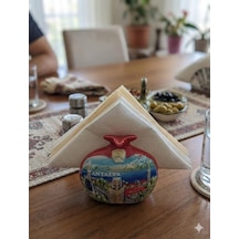 Peçetelik Nar Figürlü Antalya Temalı Dekoratif Seramik Masa Üstü Peçetelik 9x10 Cm Hediyelik Ev Dekoru Çok Renkli