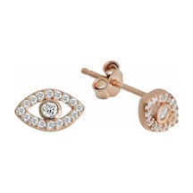 Göz Motifli Gümüş Küpe Rose Gold