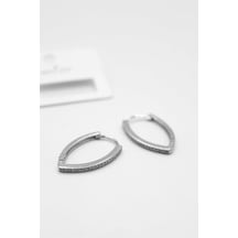 Oval Halka Küpe - Gümüş Gümüş