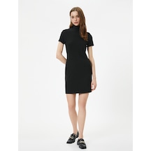Koton Mini Elbise Balıkçı Yaka Kısa Kollu Siyah 4sak80267ek 4SAK80267EK999 Siyah