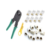 Network Cat5Cat6 Sıkma Pense + 100 Jak + 100 Cover Kılıf