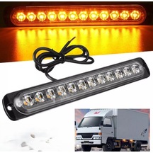 Ahmet Otomotiv Amber Turuncu Işık Çubuğu 12 Ledli Parmak Araba-kamyon-tır İşaret Lambası 19cm 12v-24v