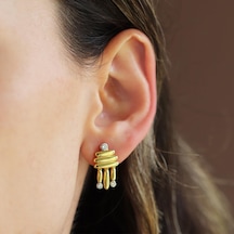 Camber Trend Gold Gümüş Küpe Gümüş