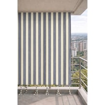 Gri-krem Balkon Perdesi Kornişli Bağcıklı Su Geçirmez Dış Mekan Dayanıklı Modern Balkon Brandası