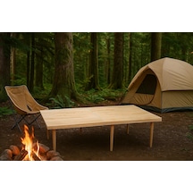 Katlanır Kamp, Piknik Ve Bahçe Masası 70x120 Cm - Ham Naturel Renk Standart
