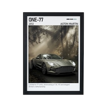 Aston Martin One-77 Ahşap Çerçeveli Poster Tablo Hypercar Koleksiyon Siyah