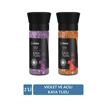 Efsina Violet ve Acılı Kaya Tuzu Değirmenli Gurme Tuz 2'li Set