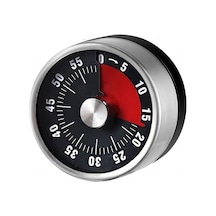 Gri Metal İçi Siyah Mekanik Mıknatıslı Klasik Zilli Mutfak Zamanlayıcı Timer Thr395sy