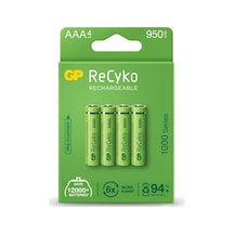 GP AAA 950 mAh Şarjlı İnce Kalem Pil 4'lü Paket GP100AAHCEMTR-4LÜ