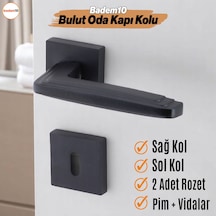 Bulut Oda Siyah Kapı Kolu Kare Rozetli Sağa Sola Uygun İç Ev Kapısı Kolları Kilitlenebilir 1 Takım
