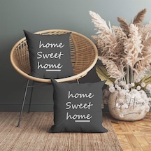 Çift Taraflı Home Sweet Home Yazılı Dekoratif 2'li Kırlent Kılıfı Seti