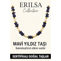 Sertifikalı Kırık Taşlı Model İnci - Mavi Yıldız Taşı Kolye Çok Renkli