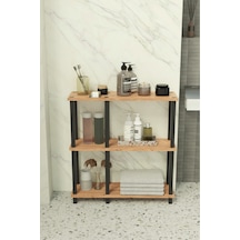 Terada 3 Katlı Banyo Düzenleyici Çok Raflı Banyo Organizeri Çok Amaçlı Banyo Düzenleyici - Meşe Meşe