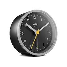Braun Klasik Analog Çalar Saat, Erteleme Fonksiyonlu Ve Işıklı, Sessiz Kuvars Saat Mekanizması, Siyah Ve Gümüş