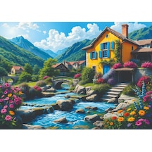 Nova Puzzle 1000 Parçalı Dağların Gölgesinde Sarı Ev Puzzle/yapboz - 41210