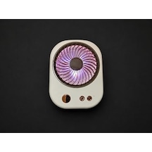 Mini Şarjlı Masaüstü Fan Rgb Işıklı Ve Ayaklı Tasarım Çantada Taşımaya Uygun Karma Renk
