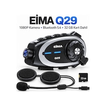 Eima Q29 1080p Kameralı Bluetooth 5.4 Motosiklet Kask Interkomu Ipx6 Suya Dayanıklı, 32 Gb Hafıza