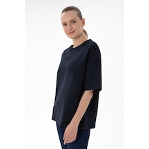 U.S. Polo Assn. Kadın Lacivert Oversize Bisiklet Yaka Tişört 50294482-VR033