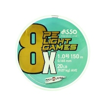 Asso 8x Light Games Pe 1.2 Fluo Green İp Misina 150mt 0,185mm