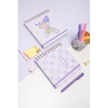 15x15 Cm Kare 2'li Set Spiralli Süresiz Planlayıcı Ajanda Ve Defter Mor