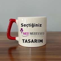 Seçtiğin Mor Mürekkep Tasarım & İsim Kırmızı Kulplu D Kupa