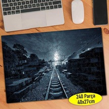 Dolunay Manzaralı Tren Rayları 240 Parça Puzzle Yapboz-84258673