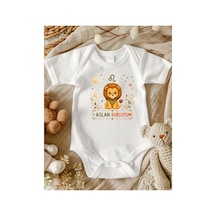 Lupi Aslan Burcu Yazılı Burç Bebek Zıbın ekru