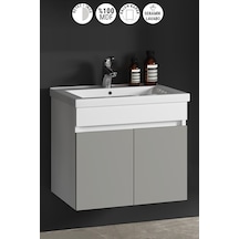 Çiğdem 65 Cm Beyaz-inox Balon Mdf Seramik Lavabolu Asma Banyo Alt Dolabı