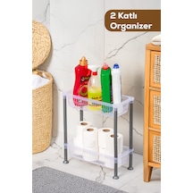 Porsima 5157 2 Katlı Raf - Çok Amaçlı 2 Katlı Evye Altı Düzenleyici Dolap Içi Tezgah Altı Organizer Şeffaf