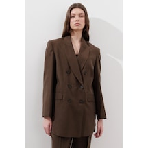 Manuka Tencel Kemerli Kruvaze Blazer Ceket Acı Kahve Acı Kahve