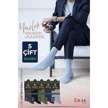 Kral Socks Bambu Erkek Soket Düz Uzun Çorap Klasik Yazlık Dikişsiz 5'li Çok Renkli