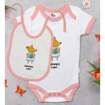 Bk Kids Summer Vibes Tasarımlı Pembe Bebek Body Zıbın Ve Mama Önl Çok Renkli