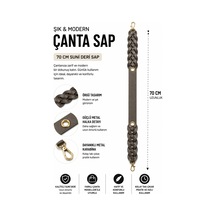 Vollen Yarn Suni Deri Örgü Çanta Sapı 70 Cm Metal Karabinalı Çanta Askısı Çanta Aksesuarı Bej