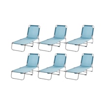 Blooma Şezlong 6'lı Katlanabilir Bahçe Plaj Şezlongu Mavi 6lı Takım, Mavi Şezlong, Bahçe, Balkon, Plaj Şezlongu