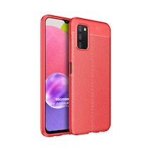 Microsonic Samsung Uyumlu Galaxy A03s Kılıf Deri Dokulu Silikon