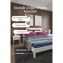 Lotus X Model Masif Ahşap Karyola Kolay Kurulum Fırınlanmış İthal Sibirya Çamı 140x190 Yatak Uyumlu - Vernikli