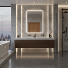 50x70 Cm Modern Çerçeveli Led Banyo Aynası Dokunmatik, Dimmerli Günışığı 3000k Sarı