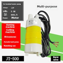 Xiyyadms 12v Dc Su Altı Pompa - 5m Yüksek Basınç, 10l/dakika Debi - Mini Tip Direkt Montaj Su Pompa Cihazı Siyah Kablolu Sarı