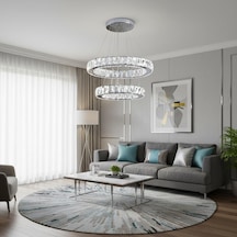 Kristal 2 Katlı Uzaktan Kumandalı 20-30 Cm Avize Krom